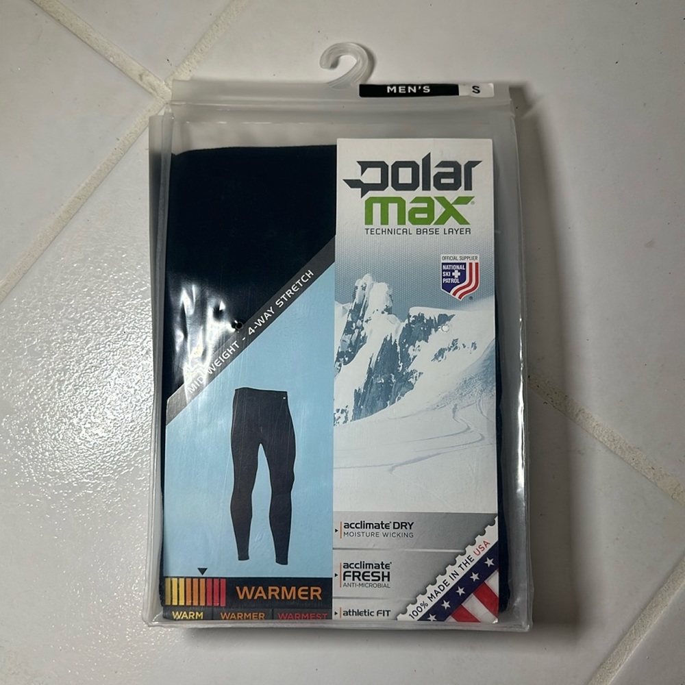 Polar Max Men’s Small Black Base Layer Warmer Winter Cold NEW UNOPENED